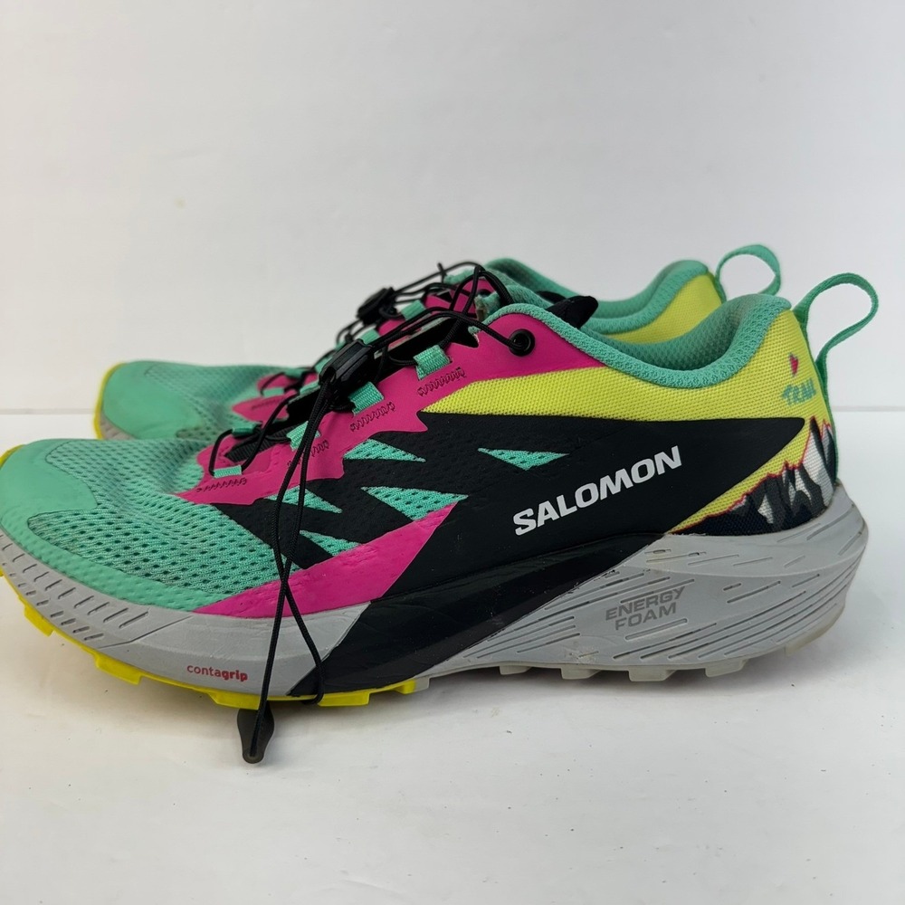 Salomon Sense Ride 5 Womens Size 9 Trail Running Shoes Mint Pink Yellow Sneakers - Picture 2 of 13